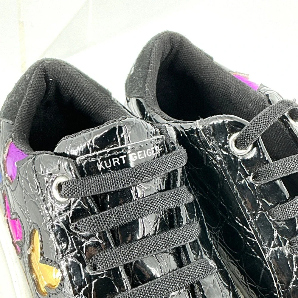 Kurt Geiger Size 12 Mini Laney Butterfly Black Croc Platform Sneakers Kids Girls